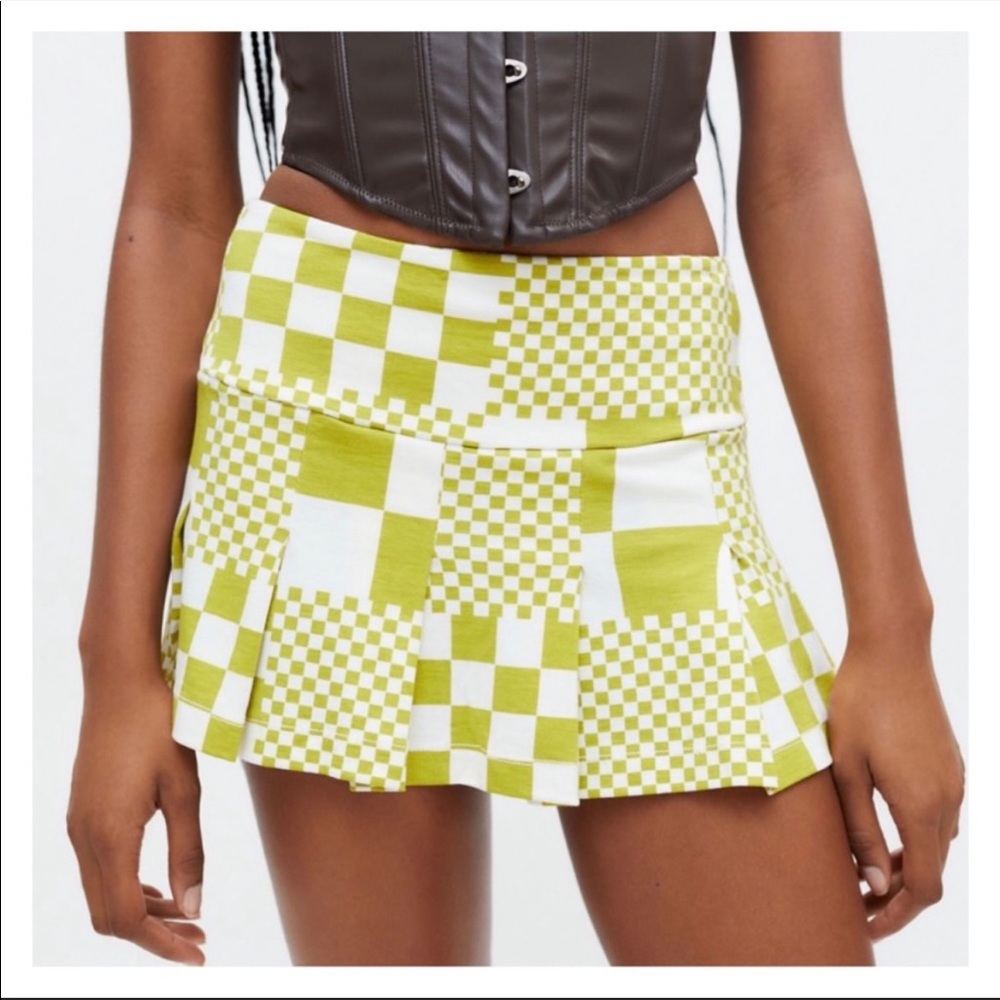 UO Green Check Skirt